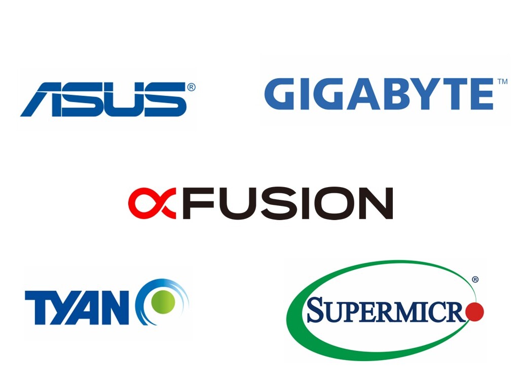 Logos of Asus, Supermicro, Tyano, XFusion und Gigabyte